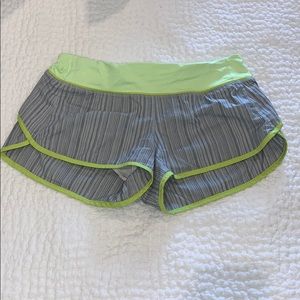 gray and green lululemon athletic shorts